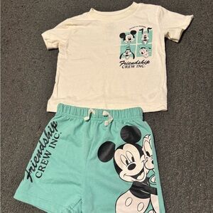 Disney Baby Mickey mouse and friends  shirt and shorts Set - Cream and Blue